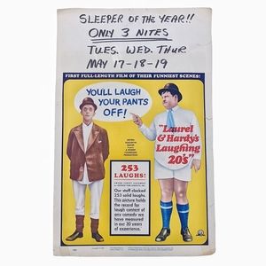 *SOLD* Laurel & Hardy's Laughing 20's 1965 Orig.  Movie Poster Rare 22×14"
